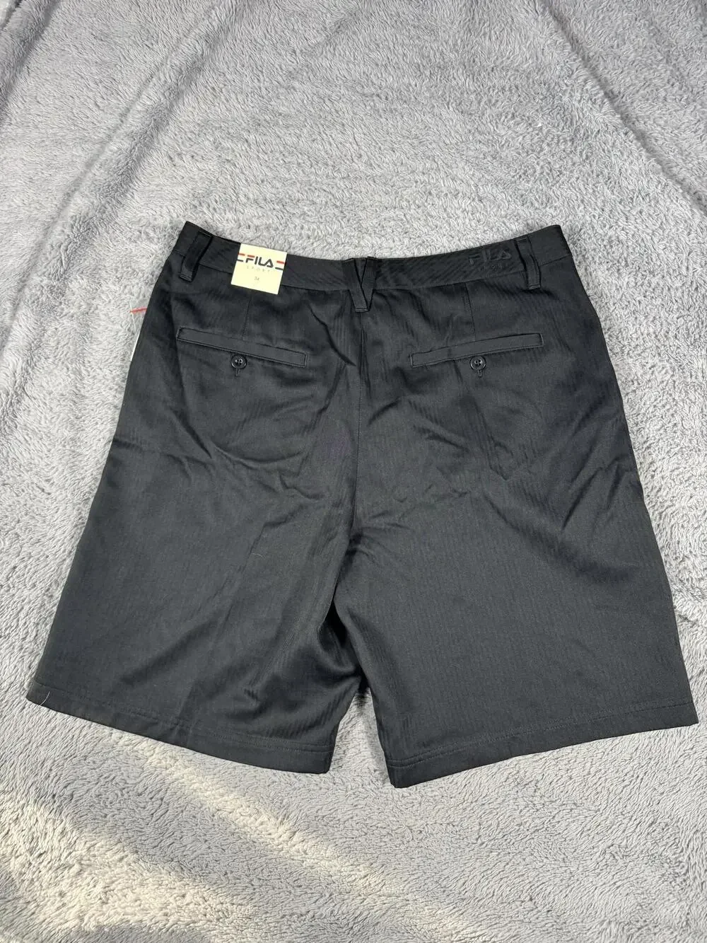 FILA Chino Shorts Mens 34 Black Microfiber Flat Front Casual Pockets Summer